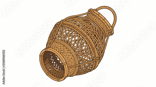 Φωτογραφία Woven Wicker Fish Trap Vector Illustration