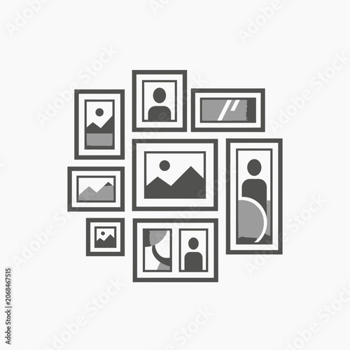 Collage of photo frames icons.