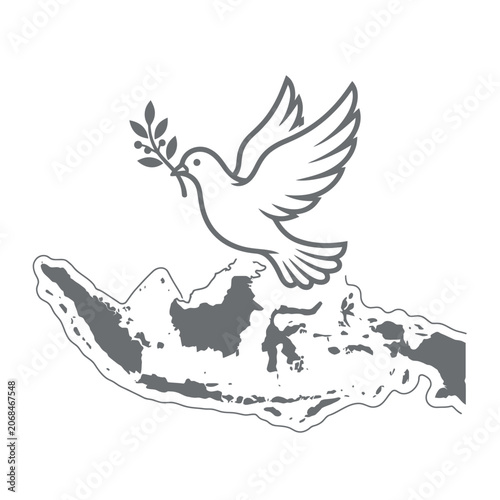 Dove Holding Olive Branch Above World.
