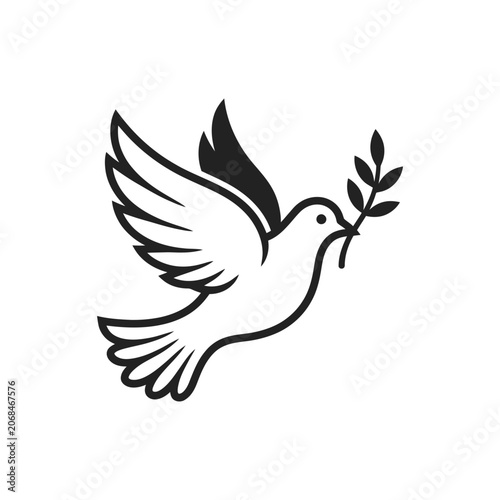 Dove with olive branch symbol.