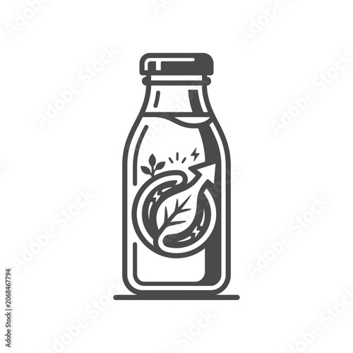 Eco friendly bottle with leaf.