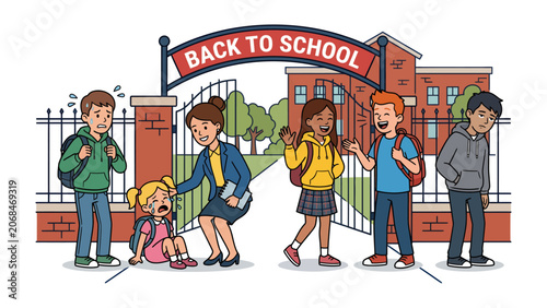Fotografija First Day Jitters: A mix of emotions greets students on their first day back to school, with some excited and others apprehensive about the academic year ahead