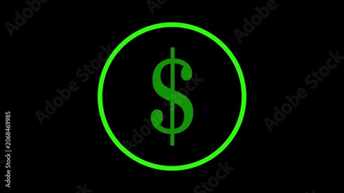 Neon dollar icon finance concept.