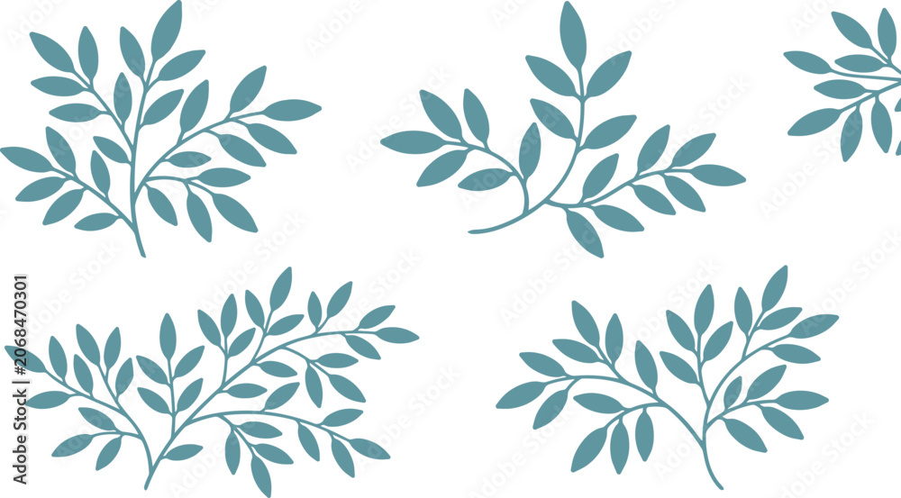 Fototapeta premium Botanical Leaf Branch Collection Featuring Elegant Foliage Sprigs and Natural Greenery Elements for Invitations, Packaging, Branding, and Decorative Designs