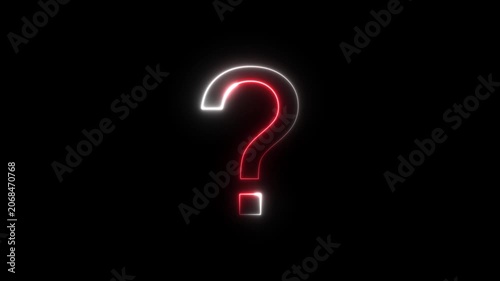 Question Mark Neon Light , A glowing neon question mark icon on a dark background,