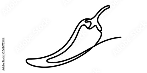 Obraz na płótnie Chili pepper icon drawn with a single continuous black line Vector, illustration