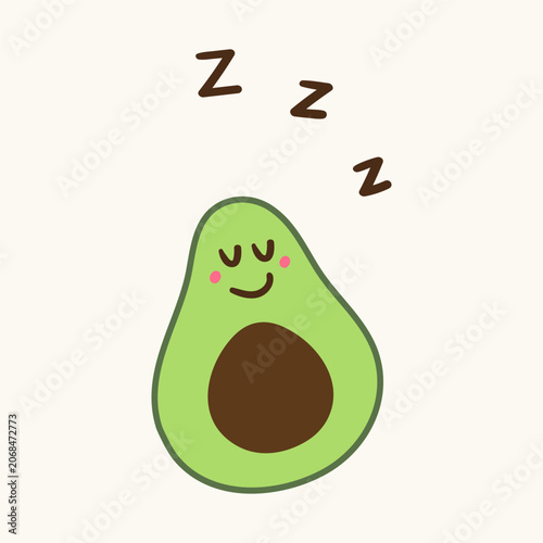 Bild auf Leinwand Cute avocado character sleeping funny green fruit emoticon sweet dream icon