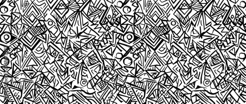 Seamless Hand-Drawn Abstract Geometric Doodle Pattern