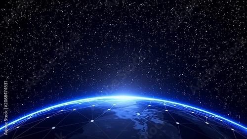 Earth with network connections in space