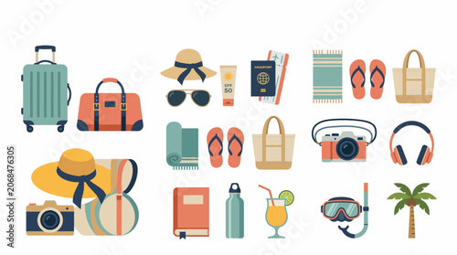Summer Vacation Travel Icon Set