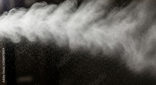 Steam rises from dark surface in industrial setting with smoke