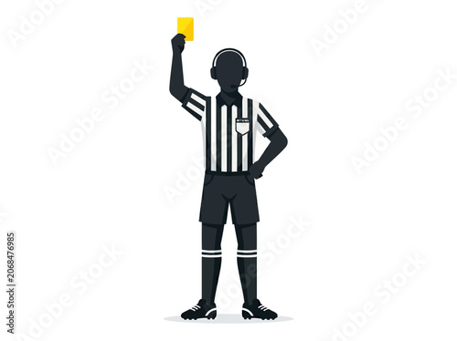 Foto Sports Referee Holding Yellow Card Warning Vector Illustration