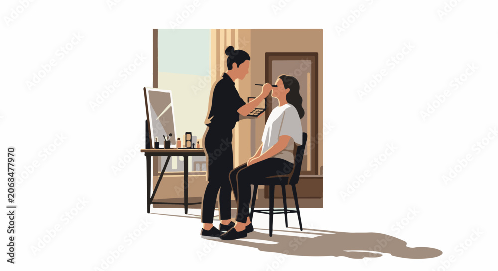 Fototapeta premium A woman applies makeup to another woman (2)