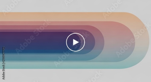 A play button icon is centered on a colorful gradient background