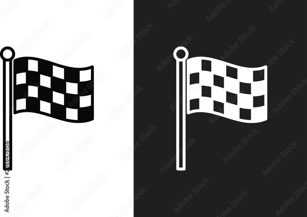 Fototapeta premium Checkered flag on a pole waving in the wind