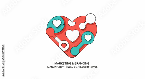 Colorful heart-shaped graphic with puzzle pieces and text