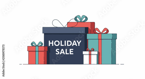 Colorful holiday sale illustration with gifts