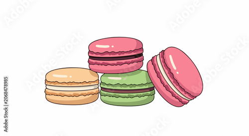 Colorful macarons stacked on top of each other