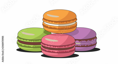 Colorful macarons with various fillings