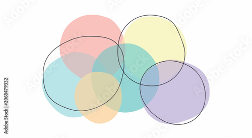 Colorful overlapping circles in pastel shades create a visually appealing pattern