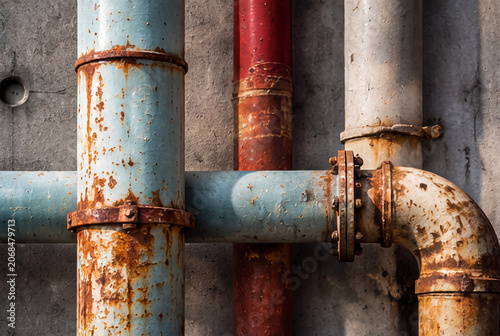 Aging Rusted Pipe Connection in Industrial Infrastructure