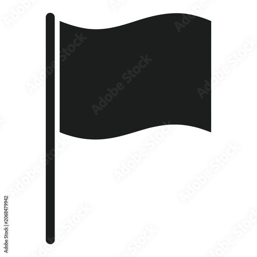 Canvas Print Black flag waving on a pole symbolizing protest or mourning icon