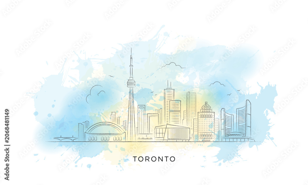Obraz premium Toronto Skyline Minimalist Line Art Vector 