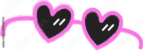 Pink Heart-Shaped Sunglasses Sticker