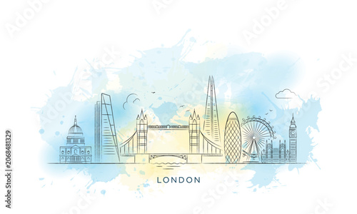 Canvas Print Minimal line art illustration of the London skyline