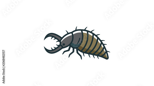 Canvastavla Illustration of a fierce antlion larva with large pincers on a white background