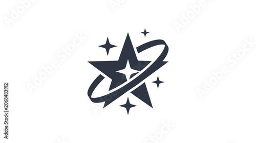Star with Orbiting Ring Icon