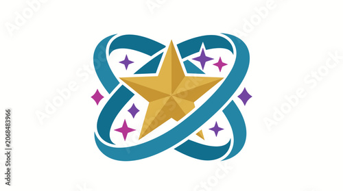 Gold Star with Orbital Rings Icon
