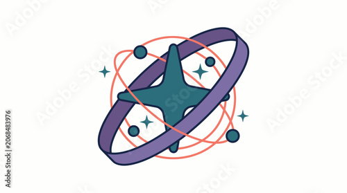 Abstract Star Orbital Vector Illustration