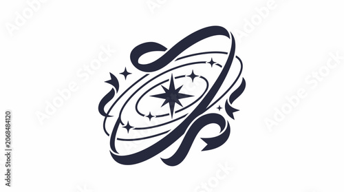 Star with Swirling Ribbon Vector Illustration