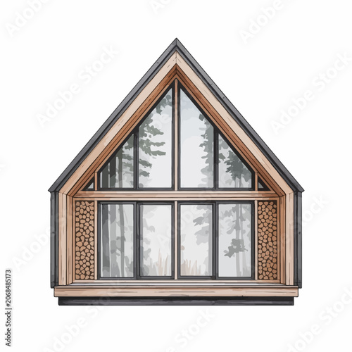 Tableau sur toile A-frame house attic window frame.