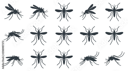 Photos Mosquito Silhouette Collection: Various Poses and Angles - Vector Icons