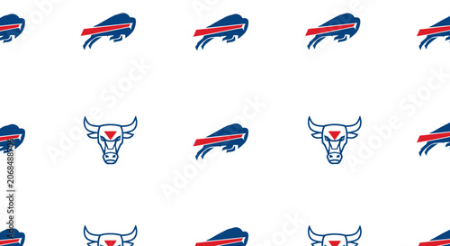 Buffalo Bills NFL Logo Pattern, American Football Team Emblem Repetition