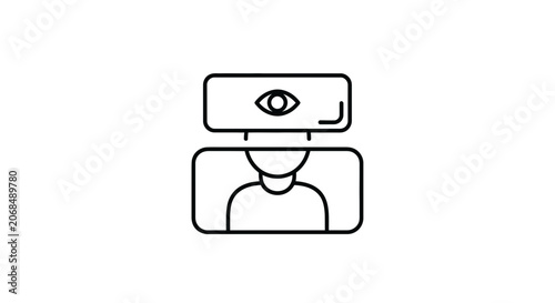 Augmented Reality Vision Icon: Person with AR Glasses Overlaying Digital Eye Symbol