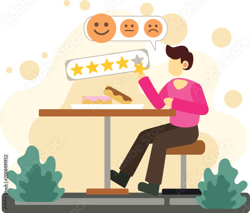 Restaurant Customer Feedback and Star Rating Illustration