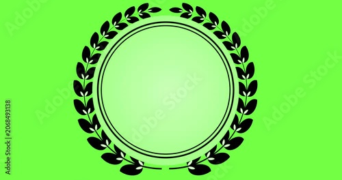 4K Circular Laurel Wreath Frame Animation on a Colorful Background. Elegant award-style border with an empty center area, perfect for awards, certificates, logos, titles, badges, and presentations.