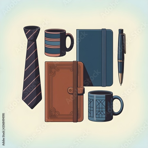 a flat vector illustration showcasing brother's day gifts