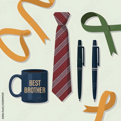 a flat vector illustration showcasing brother's day gifts