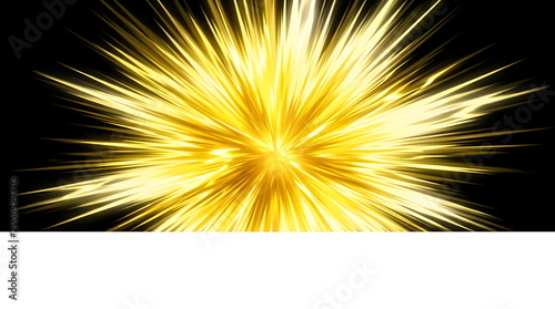 Brilliant Golden Explosive Burst of Light with Black Background - High Energy Abstract Design
