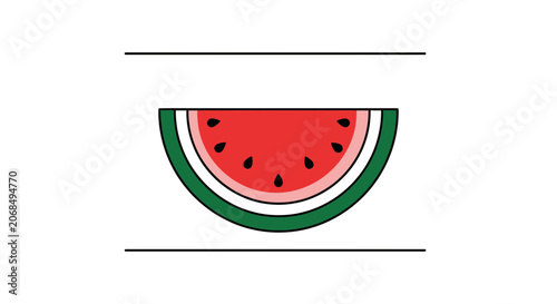 Fresh Watermelon Slice Isolated on White Background, Summer Fruit