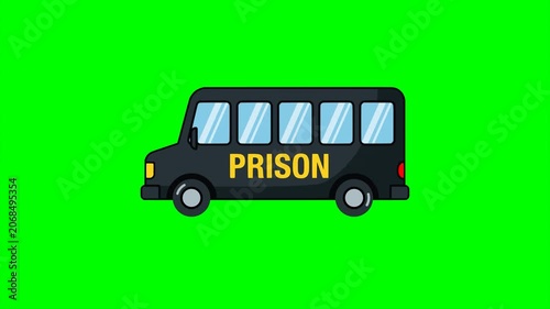 prison bus inmates transportation vehicle justice system federal law animation HD 4K