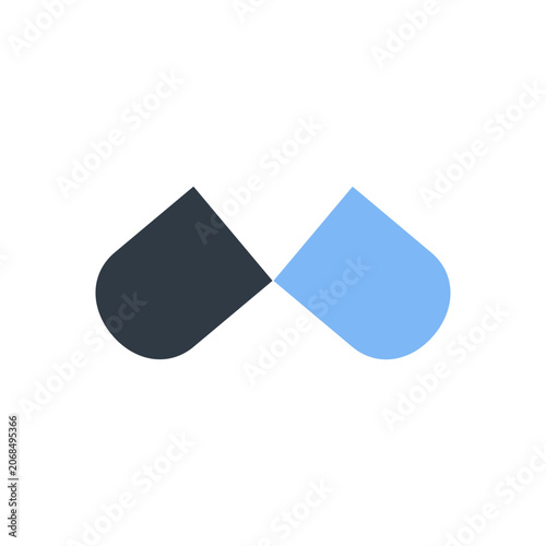 Open capsule icon flat vector, pharmaceutical medication symbol