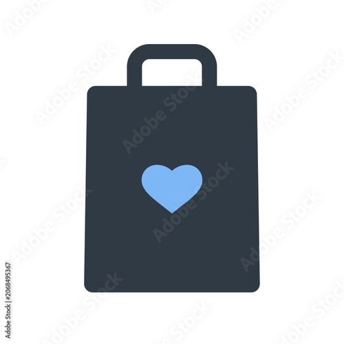 Pharmacy bag icon flat vector, medical shopping bag symbol