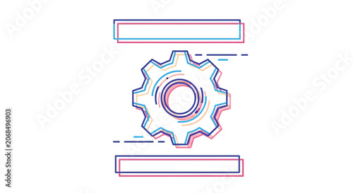 Abstract Gear Mechanism, Cogwheel Icon, Technology and Engineering Concept, Minimalist Design