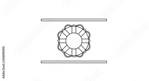 Abstract Geometric Circular Pattern with Lines on White Background