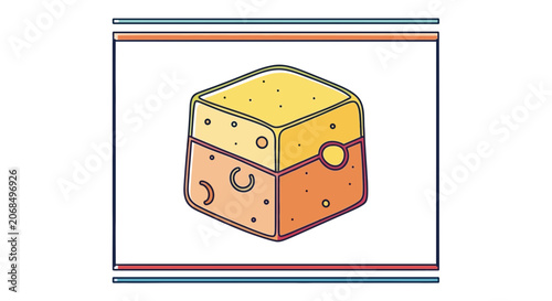 Abstract Geometric Cube with Colorful Layers and Circular Elements